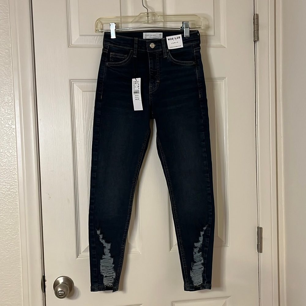 ๐ฅ๐HOST PICK๐๐ฅ NWT $80 Topshop Jamie skinny jeans with ripped hem size 4 - Picture 4 of 14